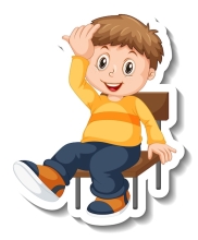 Бесплатное векторное изображение Шаблон стикера с изолированным персонажем мультфильма мальчика